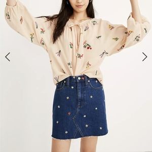 Madewell Rigid Denim A-Line Mini Skirt: Confetti Floral Embroidered Edition 29